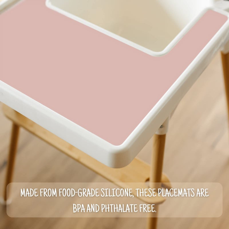 Mintlyfe High Chair Placemat for IKEA Antilop Baby High Chair, Silicone Placemats, High Chair Tray Finger Foods Placemat for Boys and Girls, Babies, Toddlers (Blush) - Image 3